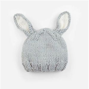 Bailey Bunny Grey White | Hand Knit Baby Hat